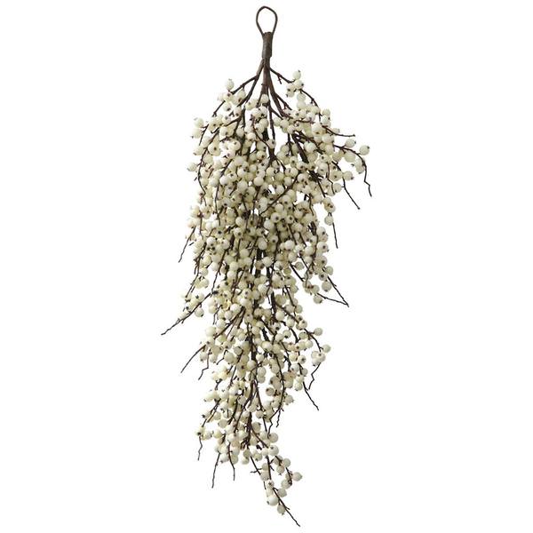 32" Artificial White Indoor/Outdoor Wild Berry Teardrop