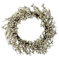 Vickerman 28" Artificial White Indoor / Outdoor Wild Berry Twig Wreath