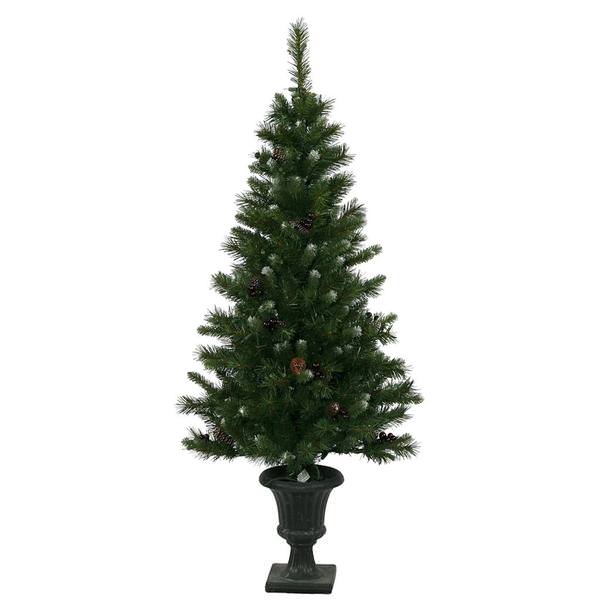 5' x 27" Artificial Ashberry Potted with Pine Cones and Berries
