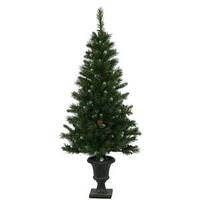 Vickerman 5' x 27" Artificial Ashberry Potted with Pine Cones and Berries