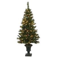 Vickerman 5' x 27" Artificial Ashberry Potted 150 Clear Miniature Lights with Pine Cones and Berries