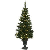 Vickerman 5' x 27" Artificial Ashberry Potted 120 Warm White Wide Angle LED Lights with Pine Cones and Berries