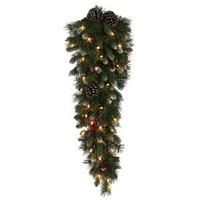 Vickerman 36" x 14" Artificial Ashberry Pine Teardrop 35 Clear Miniature Lights