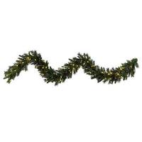 Vickerman 9' x 14" Artificial Ashberry Pine Garland 80 Warm White Wide Angle LED Lights with Berries and Pine Cones