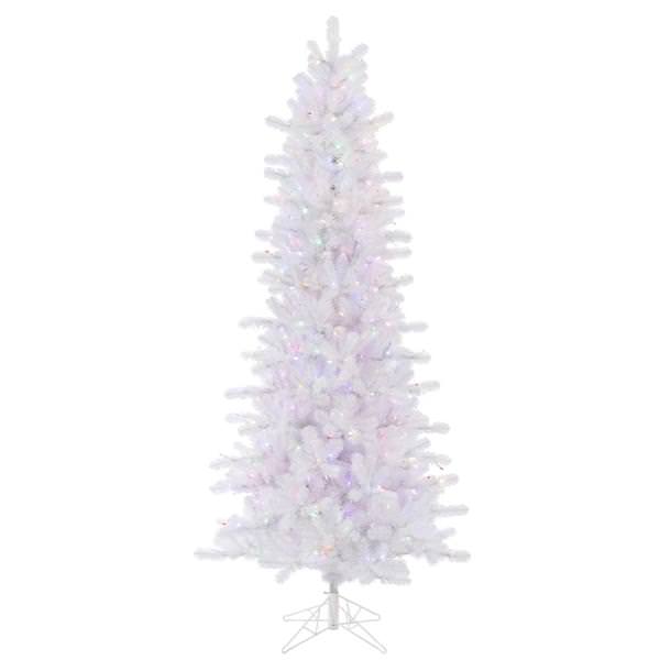 8.5' x 46" Crystal White Slim Pine Tree with 650 Multi Color Lights