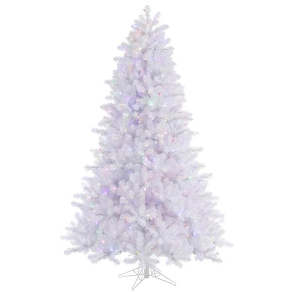 7.5' x 55" Crystal White Tree with 650 Multi Color Lights