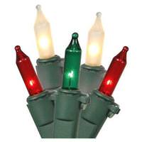Vickerman 100 Light 46' Green Wire Red / Frosted White / Green Miniature String with 5.5" Spacing