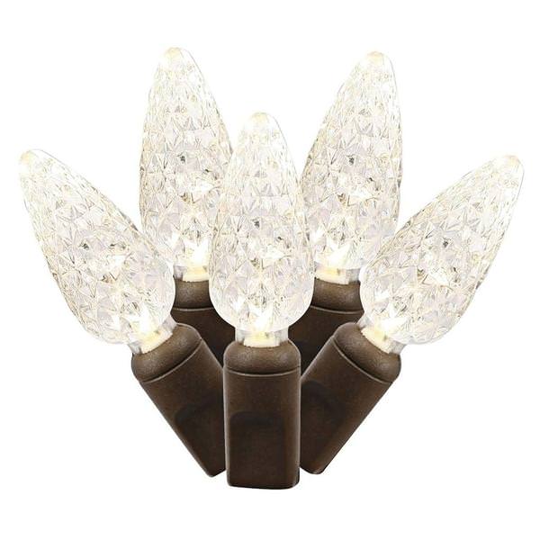 50 Light 25' Brown Wire Warm White C6 LED String with 6" Spacing