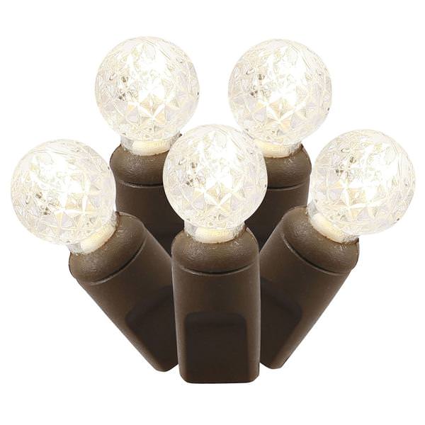 50 Light 25' Brown Wire Warm White G12 Berry LED Miniature String with 6" Spacing