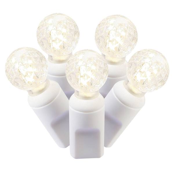 50 Light 25' White Wire Warm White G12 Berry LED Miniature String with 6" Spacing