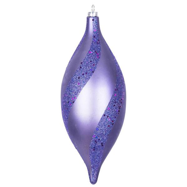 11" Periwinkle Glittered Spiral Drop Ornament