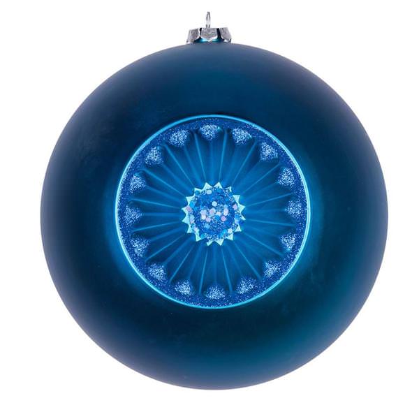 8" Blue Matte-Glitter Old Fashioned Ball Ornament