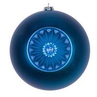 Vickerman 8" Blue Matte-Glitter Old Fashioned Ball Ornament