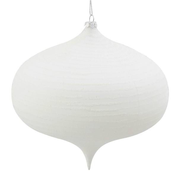 8" White Matte Glitter Onion Ornament