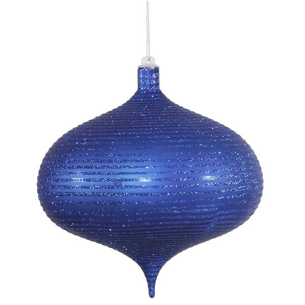 8" Blue Matte Glitter Onion Ornament