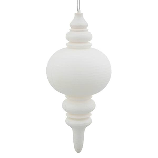 13" White Matte Glitter Finial Ornament
