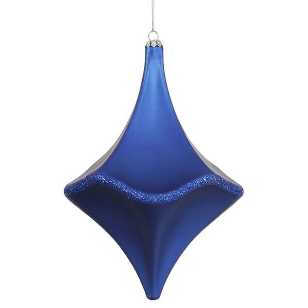 8" Blue Matte Glitter Cut Drop Ornament