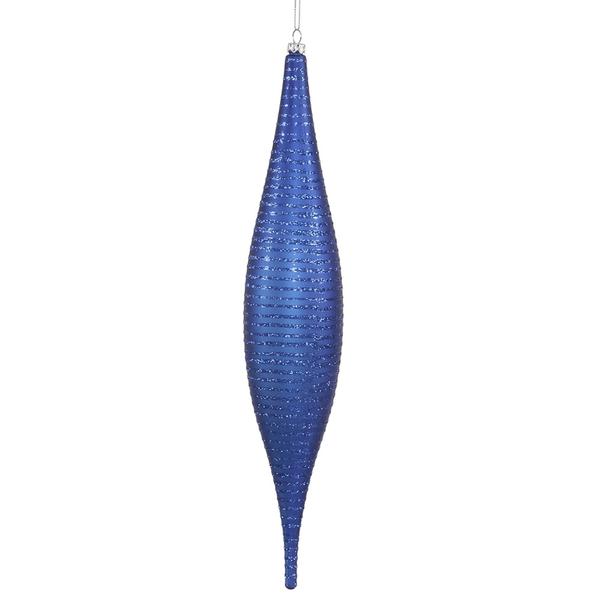 13" Blue Matte Glitter Skinny Drop Ornament