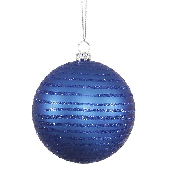 3" Blue Matte Glitter Ball Ornament