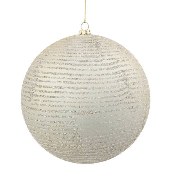 4" Champagne Matte Glitter Ball Ornament