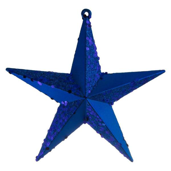 6" Blue Glitter Star Ornament