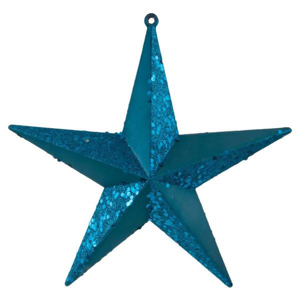 8" Teal Glitter Star Ornament