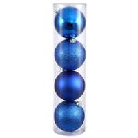 View 6" Blue Shiny Matte Glitter Sequin Ball Ornament (4 pack)