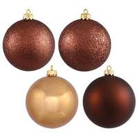 Vickerman 6" Mocha 4 Finish Matte Shiny Sequin Glitter Ball Ornaments (set of 4)