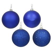 View 6" Cobalt Shiny Matte Glitter Sequin Ball Ornament (4 pack)