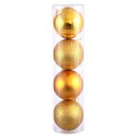 View 6" Antique Gold Shiny Matte Glitter Sequin Ball Ornament (4 pack)