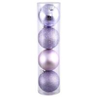 Vickerman 6" Lavender Shiny Matte Glitter Sequin Ball Ornament (4 pack)