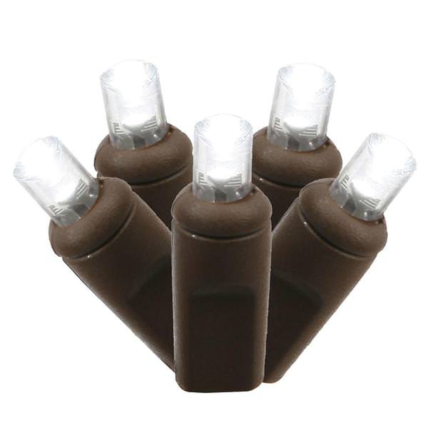 70 Light 25' Brown Wire Pure White Wide Angle LED String with 4" Spacing