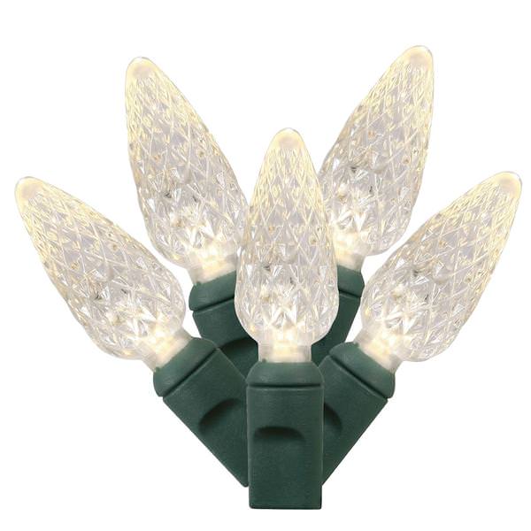 50 Light 25' Green Wire Warm White C6 LED String with 6" Spacing