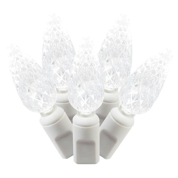 50 Light 25' White Wire Pure White C6 LED String with 6" Spacing