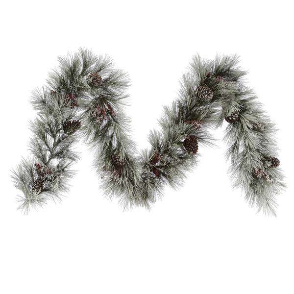 9' x 14" Artificial Flocked Ponderosa Garland