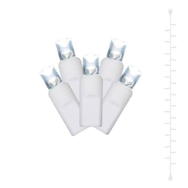 24' 50 Light White Wire Pure White LED Curtain String Set