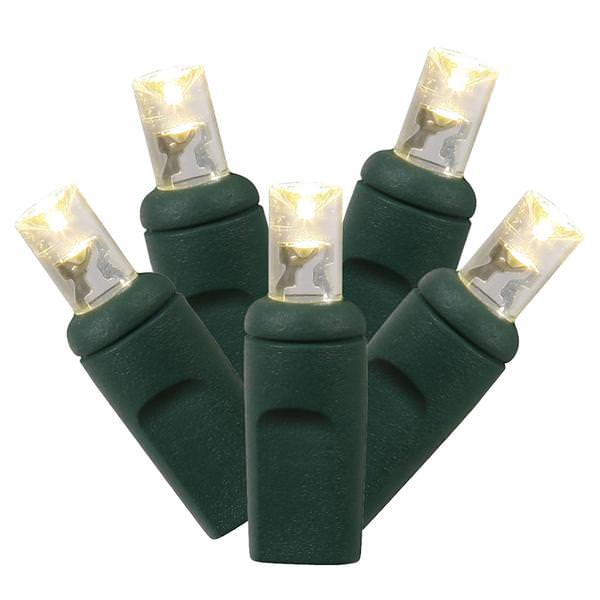 100 Light 34' Green Wire Warm White Wide Angle LED Lights with 4" Spacing