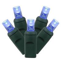 Vickerman 100 Light 34' Green Wire Blue Wide Angle LED String with 4" Spacing