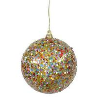 Vickerman 4" Lime Multi-Color Sequin Glitter Ball Ornament