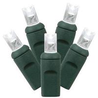 View 50 Light 25' Green Wire Cool White Twinkle Wide Angle LED Lights with 6" Spacing