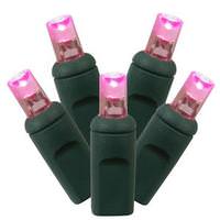 View 100 Light 34' Green Wire Pink Wide Angle LED Lights with 4" Spacing