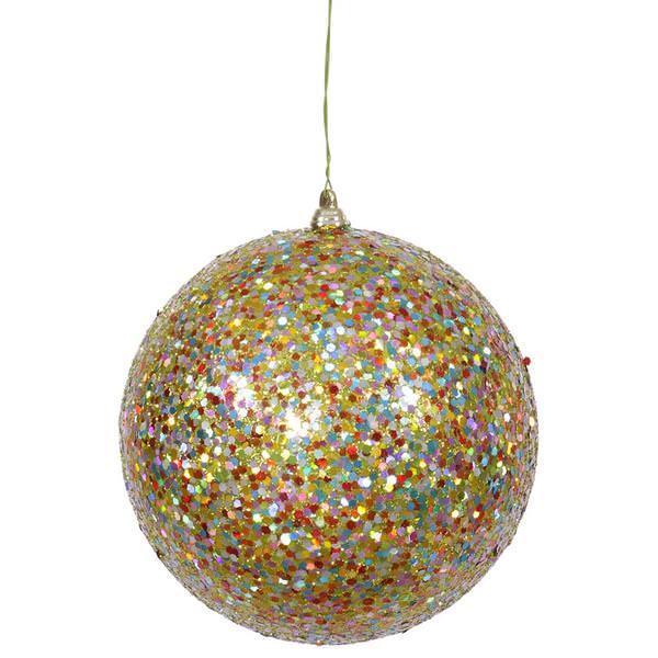 6" Lime Multi-Color Sequin Glitter Ball Ornament