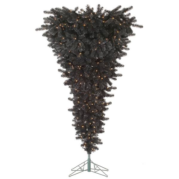 7.5' x 60" Black Upside Down Tree 500 Clear DuraLit Miniature Lights