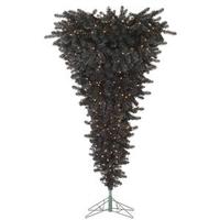 Vickerman 7.5' x 60" Black Upside Down Tree 500 Clear DuraLit Miniature Lights