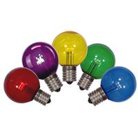 Vickerman 0.8 watt 130 volt G50 Multi-Colored Transparent Dimmable LED Intermediate Screw (E17) Base (set of 5)