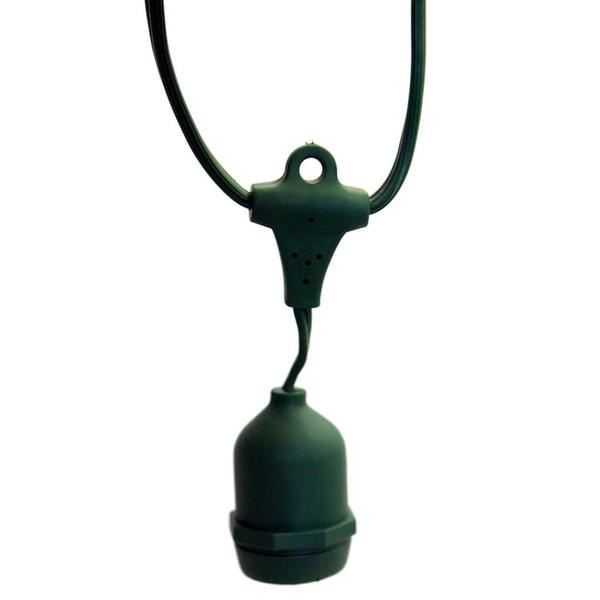 24 Light 48' Green Wire Empty Medium Screw (E26) String with 24" Spacing