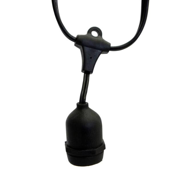 24 Light 48' Black Wire Empty Medium Screw (E26) String with 24" Spacing