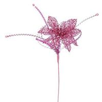 Vickerman 15" Fuchsia Glitter Poinsettia Sequin Loops Spray