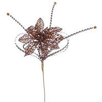 Vickerman 15" Chocolate Glitter Poinsettia Sequin Loops Spray