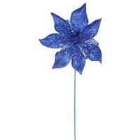 Vickerman 21" Blue Glitter Poinsettia Spray